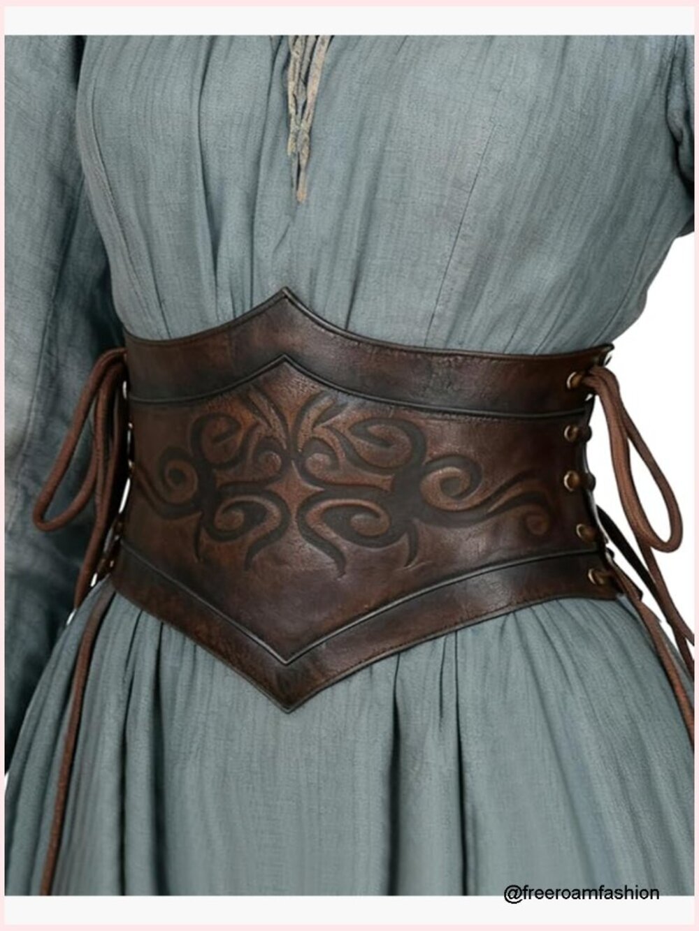 Vintage Wide Leather Corset Belt Renaissance Cinch Waist
